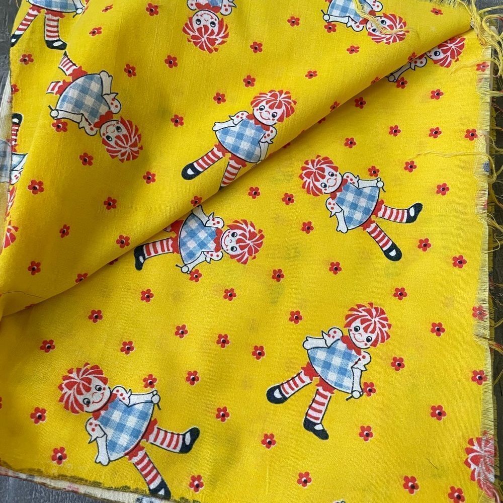 Vintage Raggedy Ann Doll Yellow Fabric DIY Sewing Arts Crafts